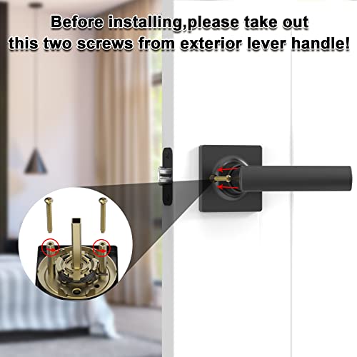 Baolong Square Passage Door Lever Locksets In Matte Black,Keyless Storm Door Handle For Hallway Or Closet Door Interior Heavy Duty Door Knob #TOP3