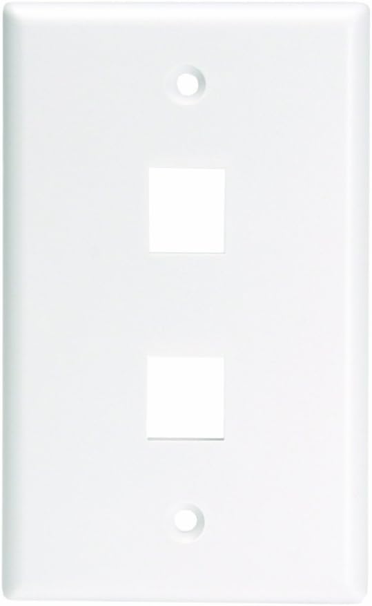 Leviton QuickPort Wallplate For Large Connectors, Single Gang, 2-Port, 41080-2WL, White