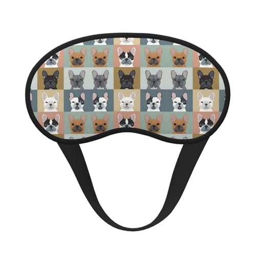 Maschera per dormire con motivo Bulldog francese, super morbida e liscia, con cinturino elastico, per viaggi/pisolini/yoga/aereo/notte - Visiera anti-luce