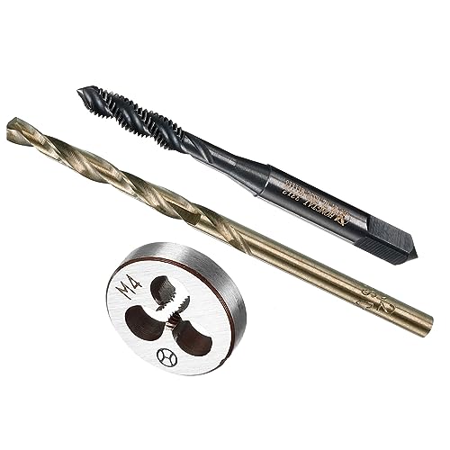 CoCud Juego de Barrenas y Terrajas Métricas M4 X 0.7 Roscar Taladro con Espiral y Diámetro Taladro 3.3mm Kit Herramientas Roscado y Taladrado Tornillo