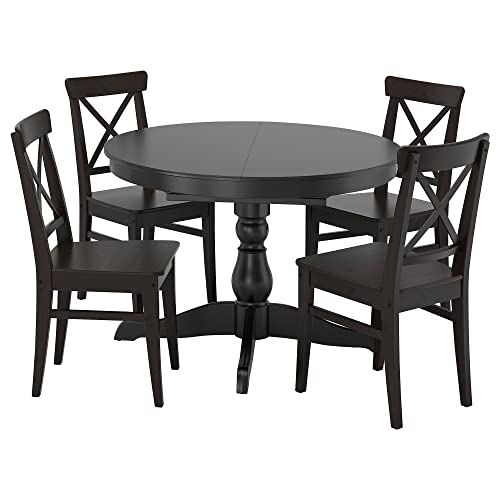 Ikea Tavolo INGATORP/INGOLF e 4 sedie, 110/155 cm, nero/marrone-nero