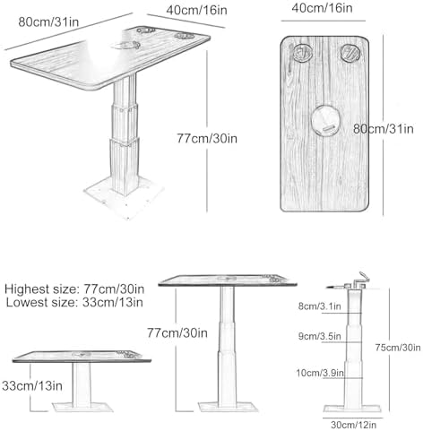 Adjustable Height Retractable Aluminum Table Stand for RV, Camper, Pontoon, Home Office, Kitchen & Bedroom - Portable, Lightweight, Versatile Design for Easy Use