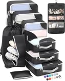ALL INCLUDED 10 Set Durable Packing Cubes for Suitcases,OlarHike Essentials for Travel,UPGRADED Anti-Tear Stitching, NEW Improved Luggage Packing Organizers for Travel Accessories (Black)