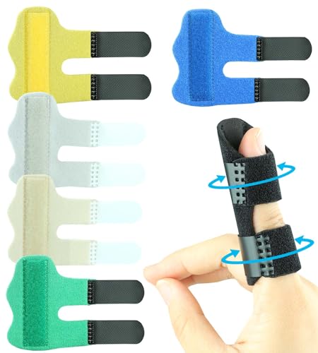 Kecartu 6 Pack Trigger Finger Splint, Finger Support Brace with Adjustable Fixing Belt for Straightening, Sprained, Tendinitis, Broken Finger Fits Index Finger,Middle Finger, Ring Finger (2 Straps)