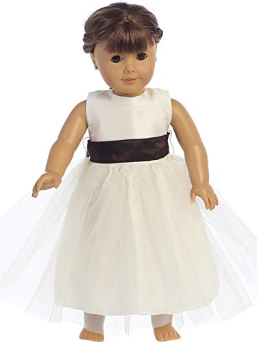 Blossom Poly Silk Bodice & Tulle Skirt Dress with Detachable Flower & Sash (5, Red/White)