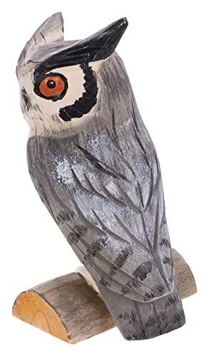 Statue decorative chouette en bois pour ornement de table gray