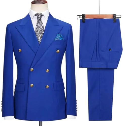 Men's Double Breasted Suit Blazer and Pants Set Formal Wedding Business Event Slim Fit Comfortable Suit2
