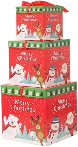 Emuiaクリスマス ネスティングギフトボックス 大型 スタッキングボックス ツリーの下 窓辺 リビング 店舗 クリスマスデコレーション プレゼント ラッピング 収納ボックス(E)