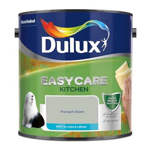 Tranquil Dawn Dulux Easycare Kitchen Matt Emulsion Paint 2.5L – Grease & Stain Resistant, Washable Matt Finish, Durable Interior Paint for Kitchen Walls & Ceilings