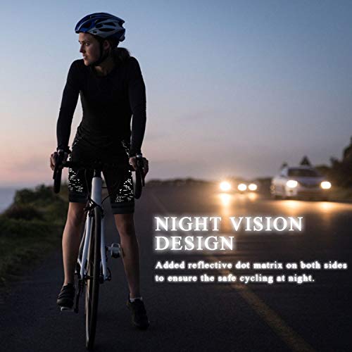 NICEWIN Short feminino acolchoado 3D para ciclismo, cintura alta, de secagem rápida, Reflective-blac