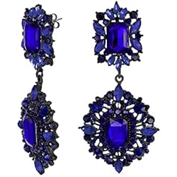 Lamparas Colgantes Araña Cristal De La Boda Art Deco Estilo Vintage Gatsby Zafiro Azul Simulado Colgante Lámpara De Araña Para La Mujer Boda Prom Negro Plateado Metal