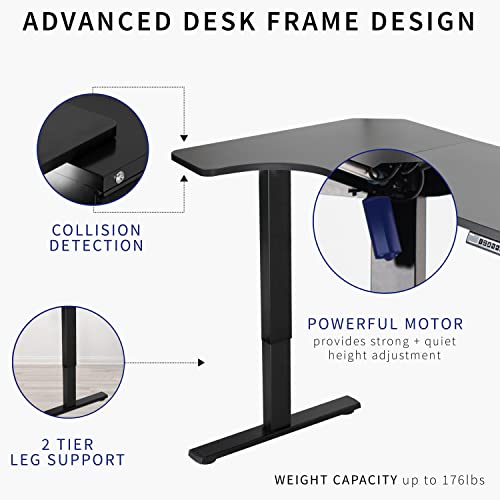 Vivo Electric Height Adjustable L Shaped 58 X 35 Inch Corner Standing Desk, Black Reversible Table Top, Black Frame, Workstation With Memory Control Pad, Desk-Kit-1Brb #TOP3