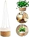 Maceta colgante de cuerda de algodón, cesta tejida para interiores y exteriores, decoración de jardín (beige + blanco)
