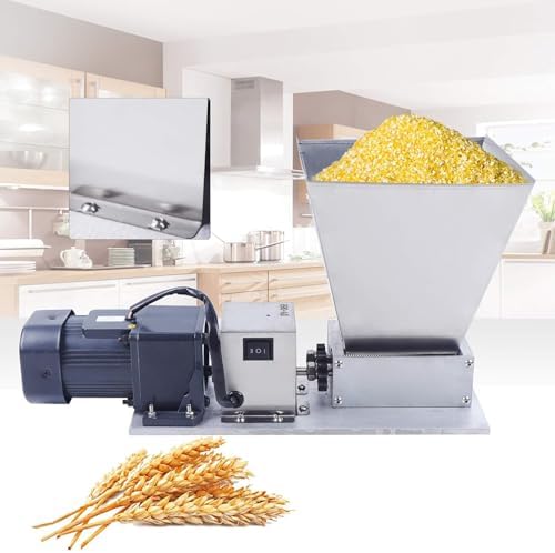 60W Electric Grain Grinder - High-Speed Spice & Grain Mill Crusher, 4L Capacity, 2 Rollers, Adjustable 0-2.5mm, Perfect for Corn, Wheat, and More!