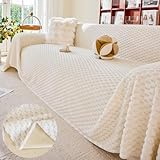 Fansu Felpa Funda de sofá 1 2 3 4 5 Plazas Invierno Cálido Cómoda Manta Cubre Sofa Grande Funda Protectora de Sofás Toalla Cubre Sofà Cubierta de sofá para Hogar Oficina (Beige,180x150cm)