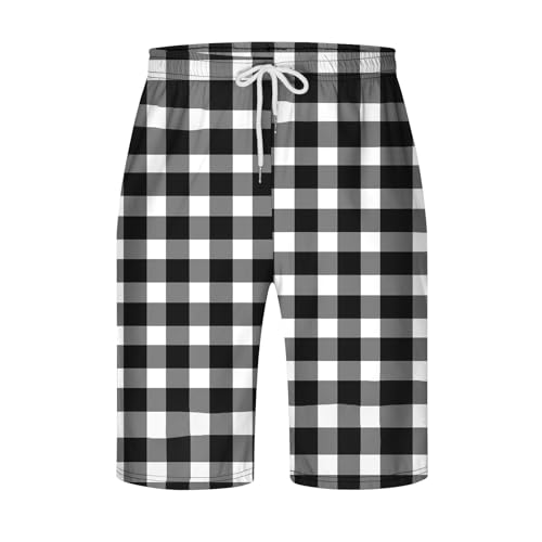 Mens Plaid Pajama Shorts Casual Loose Beach Shorts Lounge Shorts Soft Comfy Sleepwear Short Pants2