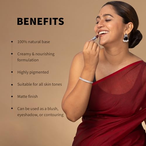 Image of Barva Natural & Moisturising Lipsticks Made Using Pure Ghee, Kokum Butter And Mineral Colours, 4.3g (Elegant Red 612)