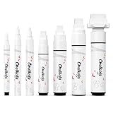 White Chalkboard Chalk Pens - White Dry Erase Marker for Blackboard, Chalkboard Signs, Windows, Glass | Variety pack - Fine & Jumbo Size Ink Pens (1mm, 3mm, 6mm, 8mm, 10mm, 15mm, 30mm)