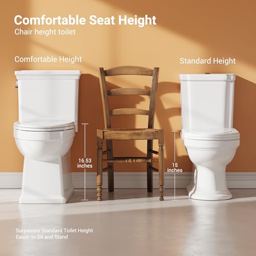 Image of One-Piece Ceramic Toilet with PP Cover, Comfort Height, CUPC Certified, Side Flush 1.28GPF, Durable Classical Elongated Bathroom Toilet