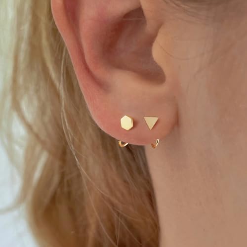 Image of CHIC & ARTSY 925 Sterling Silver Half Hoop Earrings for Women, Small Huggie Hoops Set with Ball Bar Star Moon Cross & Pearl, Lightweight Comfort Fit Everyday & Sleep Earrings