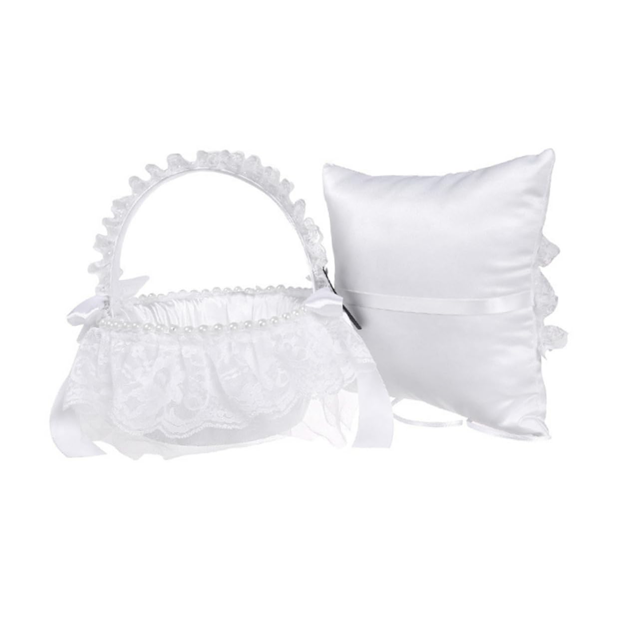Abaodam 3 Stücke Hochzeit Träger Kissen Spitze Container Für Hochzeit Träger Für Hochzeit Weiß Spitze Kissen Bogen Für Zeremonie