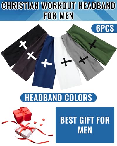 Image of Shihanee 6 Pcs Christian Headbands for Men Jesus Athletic Sweatbands Moisture Wicking Football Baseball Sports Hair Bands