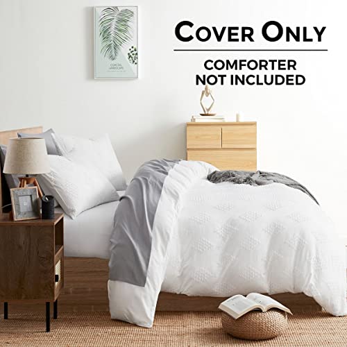 Image of Nestl Boho Bedding Sets & Collections - Boho Duvet Cover Twin, 2 Piece Twin Duvet Cover Set, Double Brushed White Duvet Cover with Zipper Closure, 1 Duvet Set 68x90 inches and 1 Pillow Sham