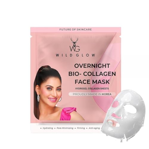 WILDGLOW Korean Glass Skin Bio-Collagen Overnight Face Mask for Deep Hydration, Pigmentation, Anti-Aging & Pore Minimizing | Hyaluronic Acid, Niacinamide, Vitamin E & Centella | Pack of 1