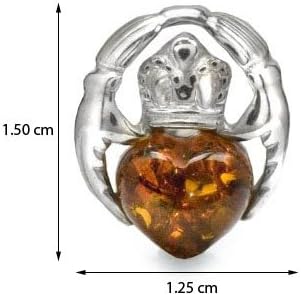 Ian and Valeri Co. Sterling Silver Amber Claddagh Heart Stud Earrings - Image 3
