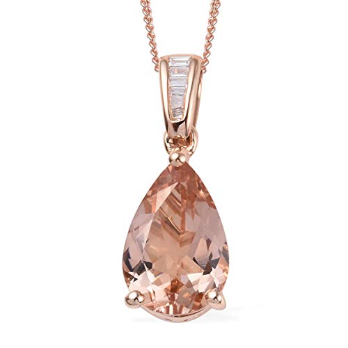 Stylish Unique Elegant AAA Premium Morganite Diamond Accent Necklace Pendant 20