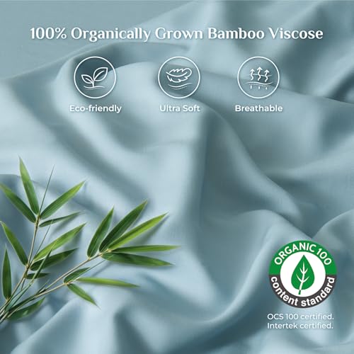 Image of BEDELITE Bamboo Viscose Sheet Set, King Size, 4 Pieces, Blue