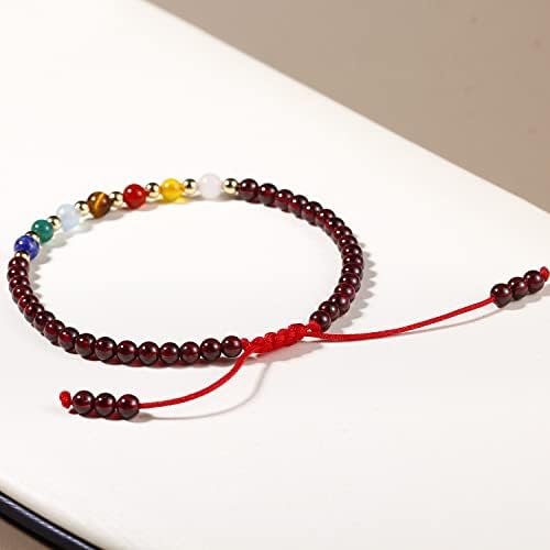 Jewboo 7 Chakra Bracelets for Women Real Stone Lucky Rope Crystal Bead Bracelet Crystals and Healing Stones Jewelry Birthday Gifts