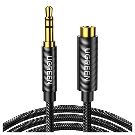 UGREEN Headphone Extension Cable 3.5mm Audio Male to Female Stereo Extension Adapter Nylon Braided Cord Compatible for iPhone iPad Smartphones Headphones Tablets Media Players Gold Plated 3FT