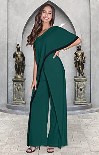 Image of KOH KOH Womens 2026 One Off Shoulder Asymmetric Long Pant Jumpsuit Romper