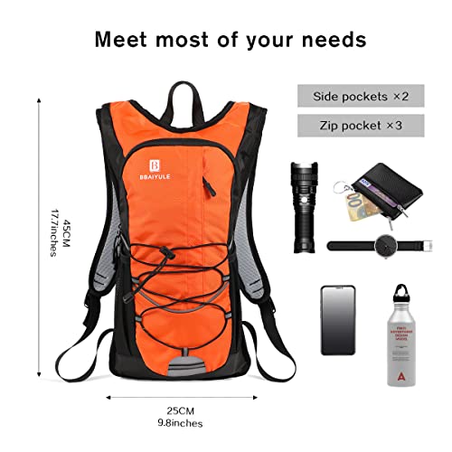BBAIYULE 2L Hydration Backpack with Hydration Bladder Bicycle Bag for Outdoor Running Cycling Biking Hiking Climbing Skiing (Orange) - Image 2