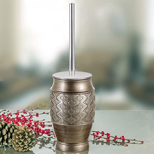 Creative Scents Toilet Brush Set - Toilet Bowl Cleaner Brush And Holder - Decorative Bathroom Cleaner Brush - Space Saving Design Toilet Bowl Scrubber - Brushed Silver Color, Dublin Style #TOP1