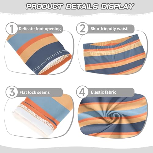 ALAZA Girls' Leggings Children's Yoga Pants Skinny Printed Dance Stripe Blue Orange Comfortable 4T2