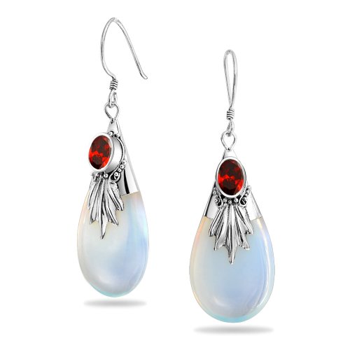 Boucles d'oreilles argent 925 anti-allergie bohème gemme