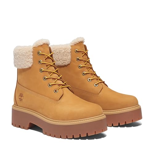 Timberland Timberland Women's Stone Street Mid Warm Lined Waterproof Boot, Wheat Nubuck, 7 Medium