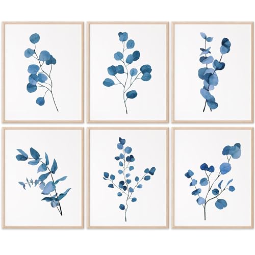 DREAM BIG PRINTABLES Eucalyptus Dark Blue Art Prints (Set of