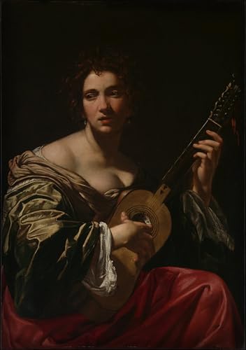 Cuadro de Simon Vouet Donna che suona la chitarra pintura famosa en lienzo 60x90cm