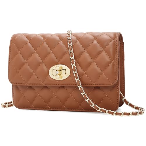 FOXLOVER Quilted Crossbody Purse for Women Leather Trendy