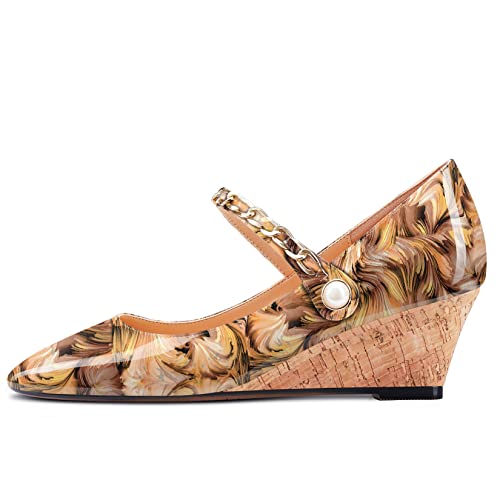 HEUIVZAR Womens Pumps Wedge Heel Mary Jane Square Toe Low Chunky Block Heel Patent Dress Shoes 2 Inch2