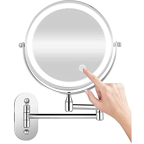 Miroir grossissant de salle de bain 1X/5X rechargeable USB tactile à LED