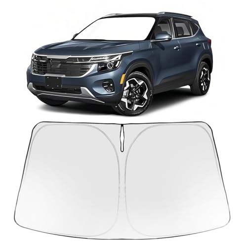 Proadsy 2025 Upgrade Windshield Sun Shade Custom Fit Kia Seltos 2021-2025 Foldable Front Sunshade Protector Sun Visor Blocks UV Rays Keep Car Cooler Accessories