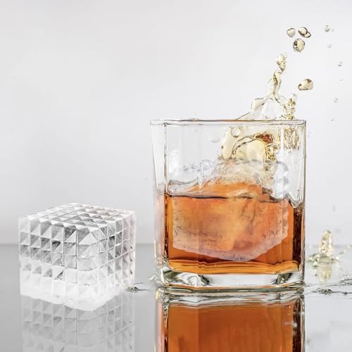 Image of Premium Large 3D Crystal Square Ice Cube Tray, Silicone Molds for Chilling Drinks, Chocolates, Juice, Jelly and Many More. (Black)