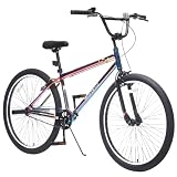 26 Inch Freestyle Bike for Teens Ages 14+ - Steel Frame Single-Speed Bicycle with 2 Pegs, Front Caliper & Rear V Brake - Unisex for Boys & Girls (Colorful + Carbon Steel + Garden & Outdoor)
