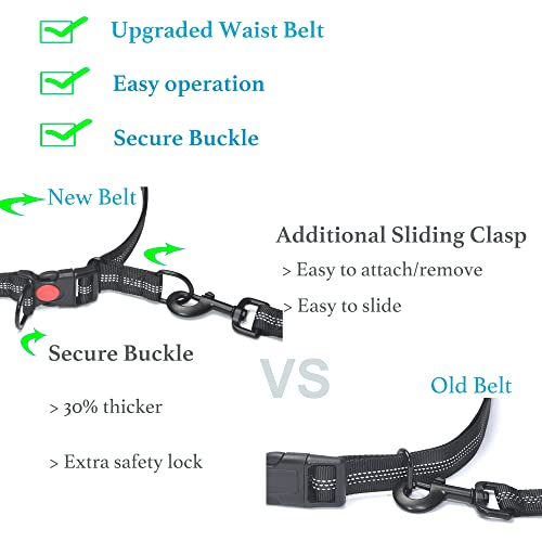 Iyopets Hands Free Dog Leash For Running, Walking, Hiking, Durable Dual-Handle Bungee Leash With Reflective Stitching And An Adjustable Waist Belt, For Up To 150 Lbs Large Dogs (Medium/Large, Black) #TOP3