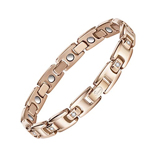 Magnetic Therapy Bracelets for Women Titanium Health Pain Relief for Arthritis Wristband with Adjustable and Carpal Tunne?Rose Gold?
