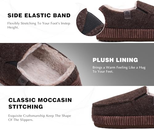 Image of ONCAI Mens Clog Slippers with Arch Support Stripe Faux Fur Cotton-Blend High-Density Memory Foam Warm House Slippers Slip-on Indoor Outdoor Rubber Sole Size 7-16
